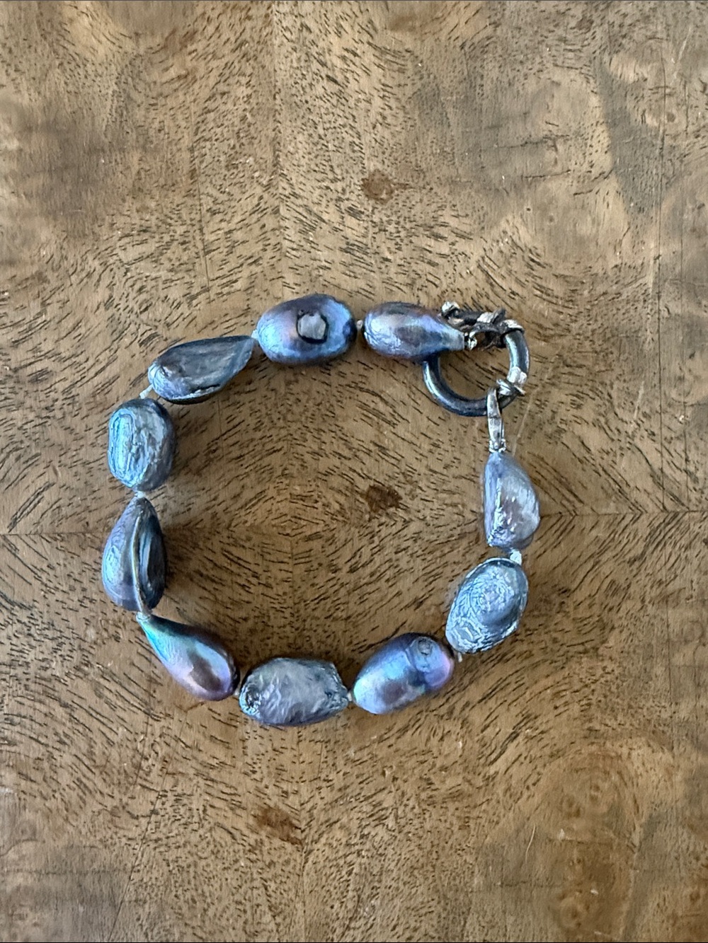 Iridescent Blue Baroque Pearl Bracelet - Women's Jewelry